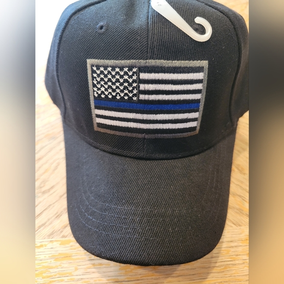 Law Enforcement Blue Line US Flag Baseball Cap - Picture 2 of 6